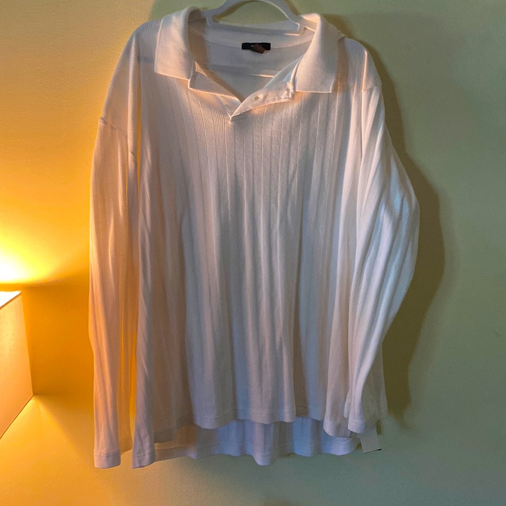 Vintage long sleeve polo. All white 100% cotton. Very nice!!
